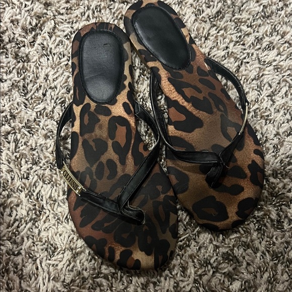 Guess Black and Brown Leopard Print Sandals - Picture 1 of 2